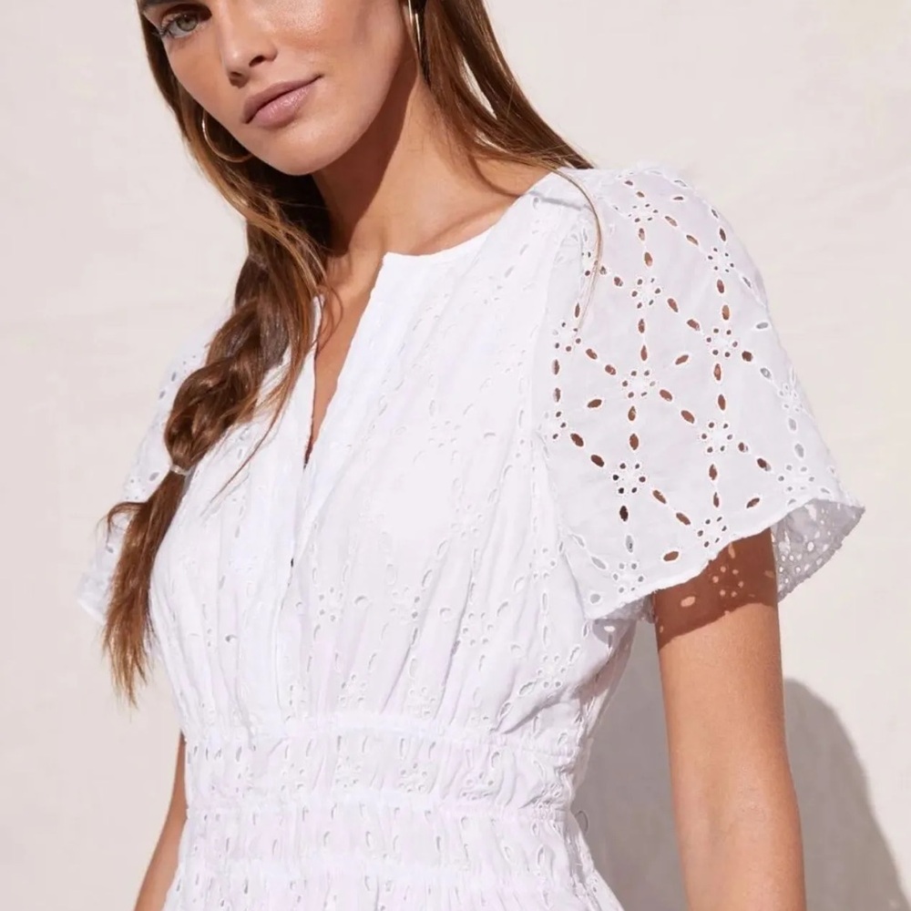 Anthropologie Somerset White Eyelet Dress